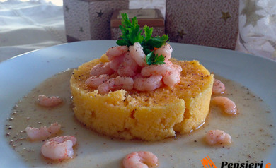 Ricetta natalizia - Polenta con gamberetti al brandy