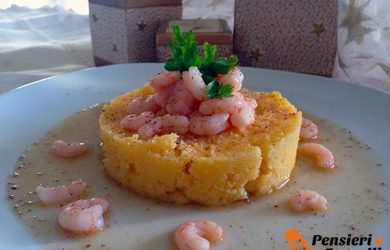 Ricetta natalizia - Polenta con gamberetti al brandy