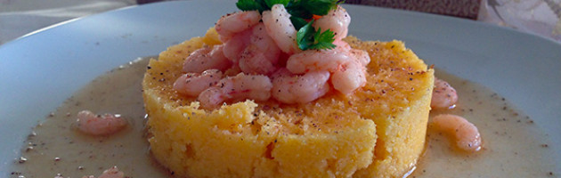 Ricetta natalizia - Polenta con gamberetti al brandy