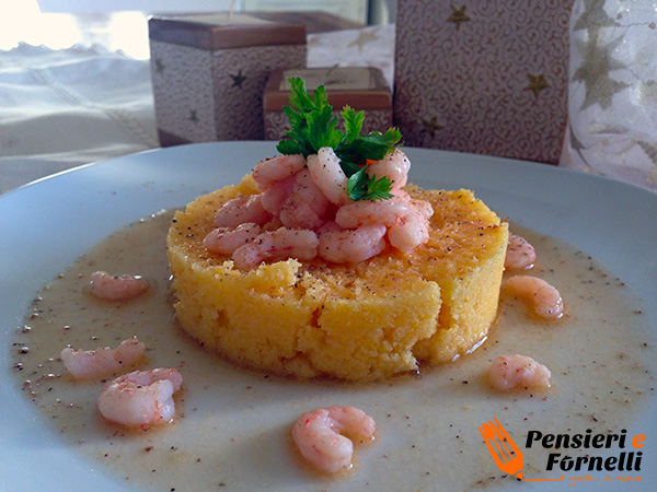 Ricetta natalizia - Polenta con gamberetti al brandy