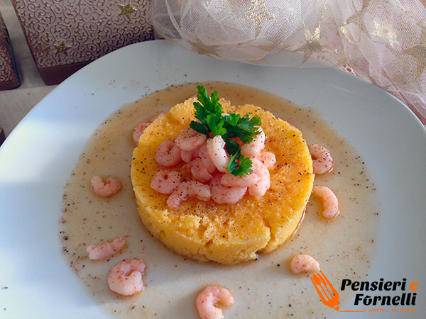 Ricetta natalizia - Polenta con gamberetti al brandy