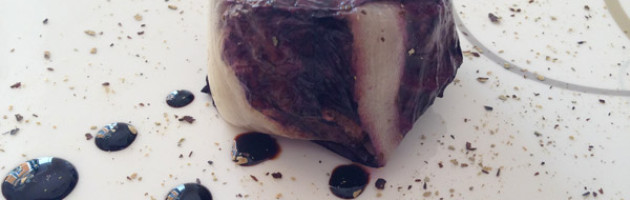 Tortino di radicchio e salsiccia con riduzione di aceto balsamico